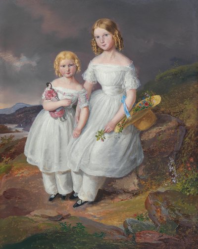 Portrait of Franziska Countess Kolowrat-Krakowsky born 5 July 1835 and Seraphine Countess Kolowrat-Krakowsky born 28 August 1838 by Josef Mánes